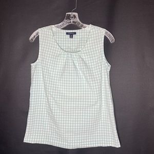 LIGHT BLUE GINGHAM PRINT SLEEVELESS TOP SIZE XS